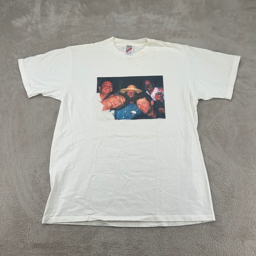 Vintage 90s Jerzees Photographic Print Shirt Mens Large White Cotton USA